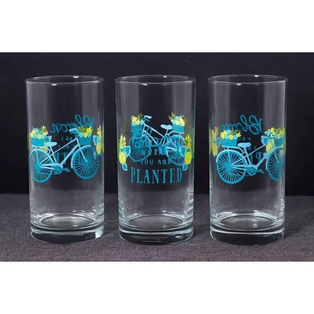 Crisa Libbey "Bloom Where You Are Planted" 16 oz glass tumblers